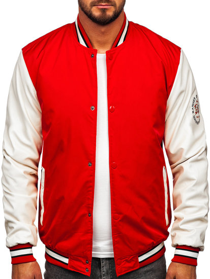 Bolf Herren Übergangsjacke Baseballjacke Bomberjacke Rot  84M3021