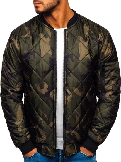 Bolf Herren Übergangsjacke Bomberjacke Camo-Khaki  MY01