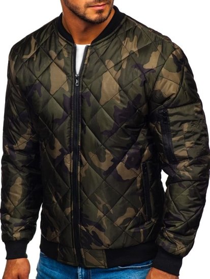 Bolf Herren Übergangsjacke Bomberjacke Camo-Khaki  MY01