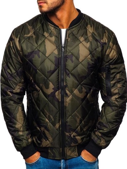 Bolf Herren Übergangsjacke Bomberjacke Camo-Khaki  MY01