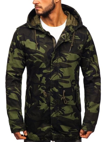 Bolf Herren Übergangsjacke Parka Camo-Khaki  5391