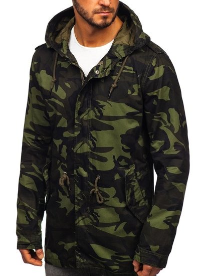 Bolf Herren Übergangsjacke Parka Camo-Khaki  5391