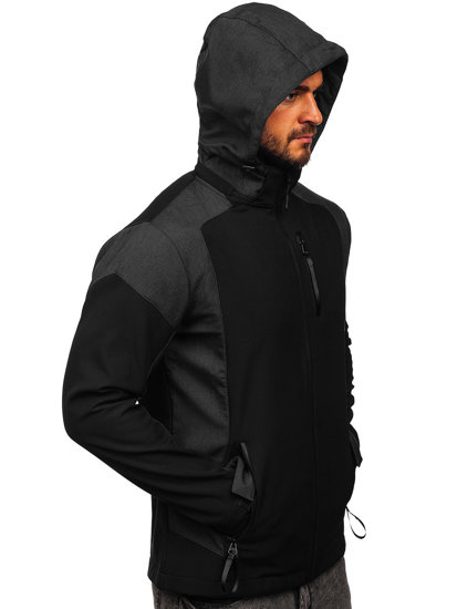 Bolf Herren Übergangsjacke Softshell Jacke Schwarz  HM190