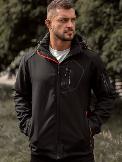 Bolf Herren Übergangsjacke Softshell Jacke Schwarz-Orange  WX088A