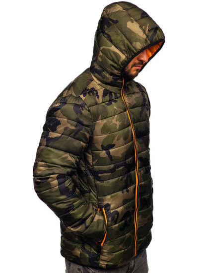 Bolf Herren Übergangsjacke Sport Jacke Camo Grün  SM83