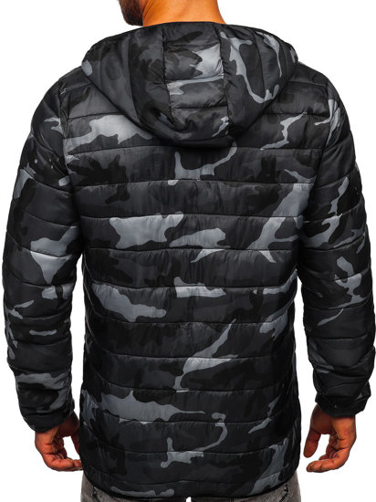 Bolf Herren Übergangsjacke Sport Jacke Camo Schwarz-Rot  SM83