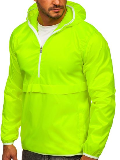 Bolf Herren Übergangsjacke Sportjacke Anorak mit Kapuze Gelb-Neon 5061