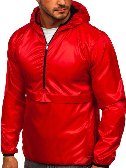 Bolf Herren Übergangsjacke Sportjacke Anorak mit Kapuze Rot  5061