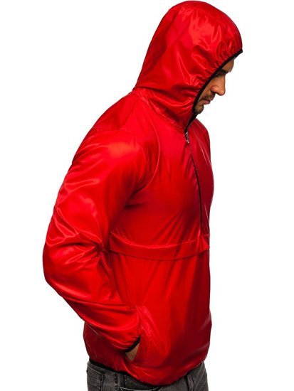 Bolf Herren Übergangsjacke Sportjacke Anorak mit Kapuze Rot  5061