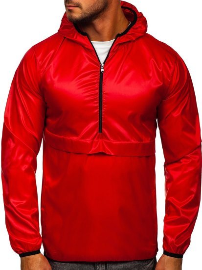 Bolf Herren Übergangsjacke Sportjacke Anorak mit Kapuze Rot  5061