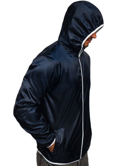 Bolf Herren Übergangsjacke Windjacke mit Kapuze Dunkelblau  5060