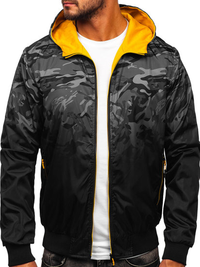 Bolf Herren Übergangsjacke Zweiseitig Sportjacke Camouflage Grau  7200