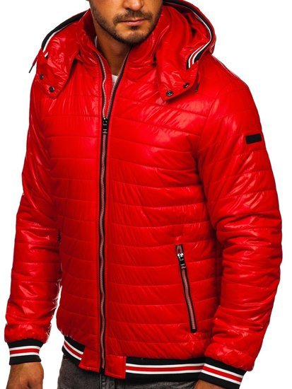 Bolf Herren Übergangsjacke mit Steppmuster Rot  6191