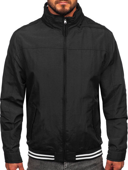 Bolf Herren Übergangsjacke mit versteckter Kapuze Schwarz  5M3101