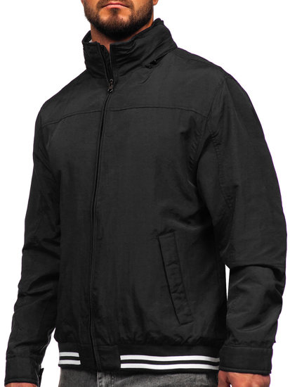 Bolf Herren Übergangsjacke mit versteckter Kapuze Schwarz  5M3101