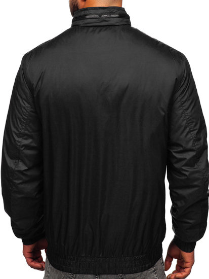 Bolf Herren Übergangsjacke mit versteckter Kapuze Schwarz  5M3102