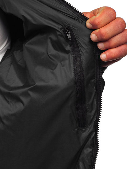 Bolf Herren Übergangsjacke mit versteckter Kapuze Schwarz  5M3102