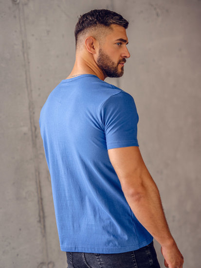 Bolf Herren Uni T-Shirt mit V-Ausschnitt Blau  192131A