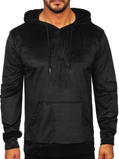 Bolf Herren Velours Kapuzenpullover Schwarz 8B1170