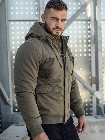 Bolf Herren Warme Baumwoll Jacke Winterjacke Grün  1890A