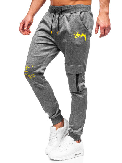 Bolf Herren Warme Hose Jogger Pants Cargohose Schwarzgrau K10286