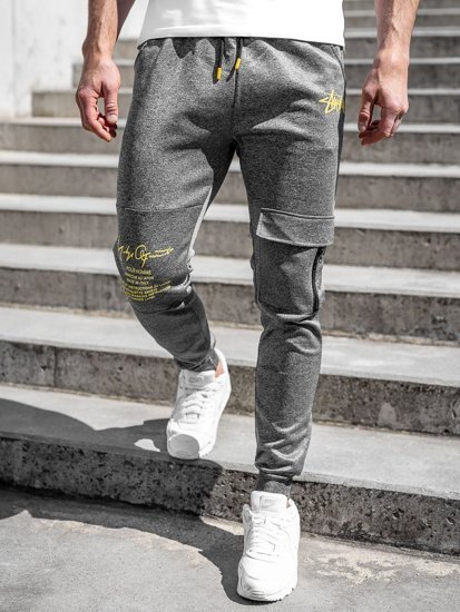 Bolf Herren Warme Hose Jogger Pants Cargohose Schwarzgrau K10286