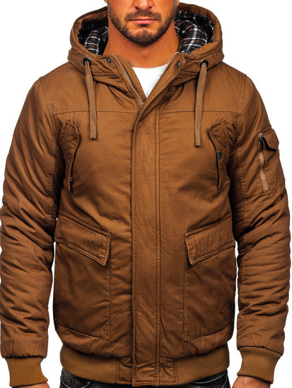 Bolf Herren Warme Winterjacke Baumwoll Jacke Camel  1890