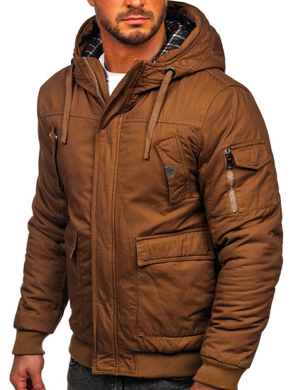 Bolf Herren Warme Winterjacke Baumwoll Jacke Camel  1890