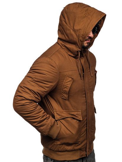 Bolf Herren Warme Winterjacke Baumwoll Jacke Camel  1890