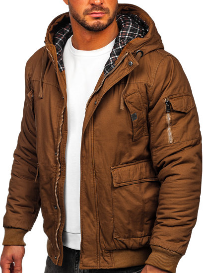 Bolf Herren Warme Winterjacke Baumwoll Jacke Camel  1890