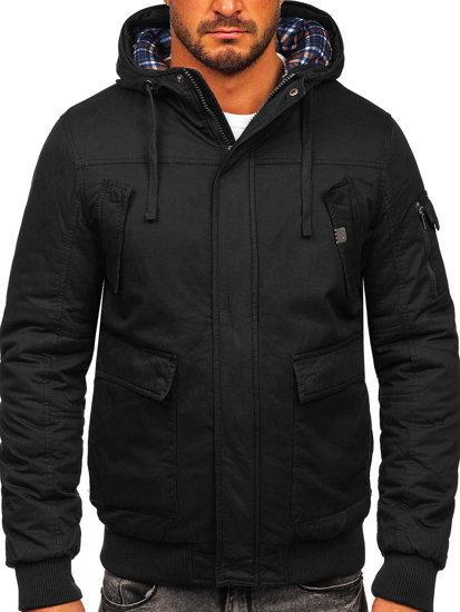 Bolf Herren Warme Winterjacke Baumwoll Jacke Schwarz  1890