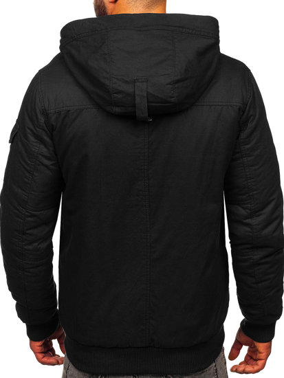 Bolf Herren Warme Winterjacke Baumwoll Jacke Schwarz  1890