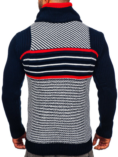 Bolf Herren Warmer Pullover mit Stehkragen Dunkelblau  2000