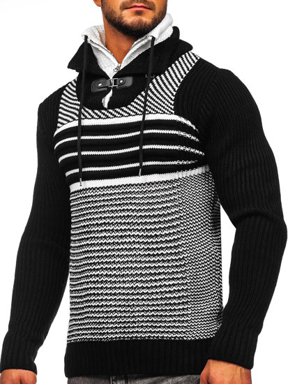 Bolf Herren Warmer Pullover mit Stehkragen Schwarz  2000