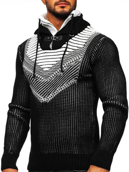 Bolf Herren Warmer Pullover mit Stehkragen Schwarz  2027