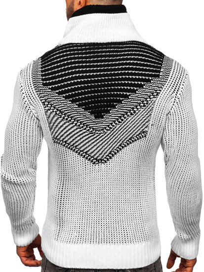 Bolf Herren Warmer Pullover mit Stehkragen Weiß  2027