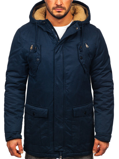 Bolf Herren Wintarjacke Parka Dunkelblau  1794