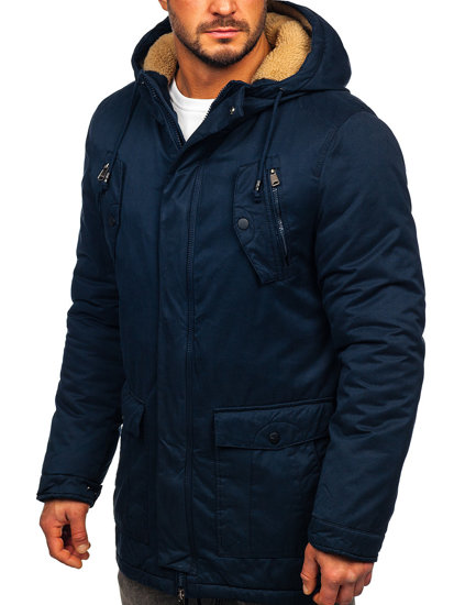 Bolf Herren Wintarjacke Parka Dunkelblau  1794