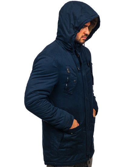 Bolf Herren Wintarjacke Parka Dunkelblau  1794