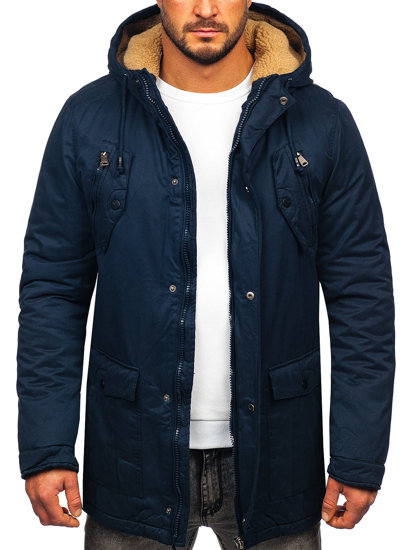 Bolf Herren Wintarjacke Parka Dunkelblau  1794