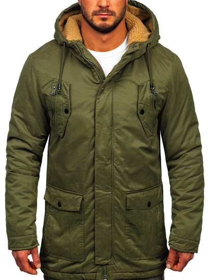 Bolf Herren Wintarjacke Parka Grün  1794