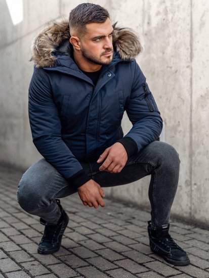 Bolf Herren Winterjacke Dunkelblau  2019