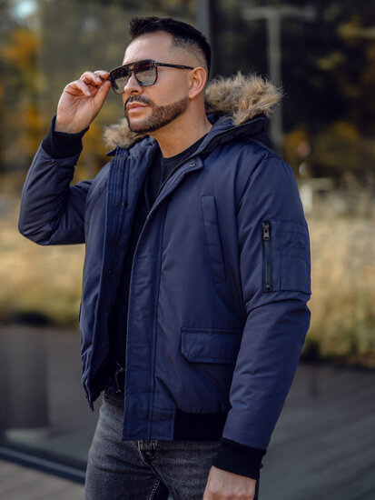 Bolf Herren Winterjacke Dunkelblau  2019