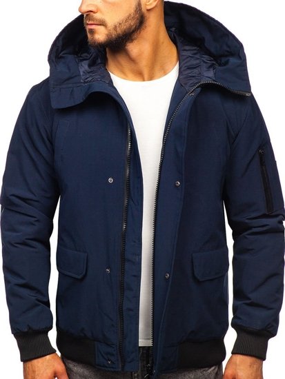 Bolf Herren Winterjacke Dunkelblau  2019005