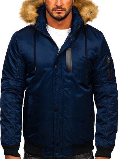 Bolf Herren Winterjacke Dunkelblau  2129