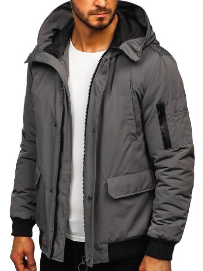 Bolf Herren Winterjacke Grau  2019005