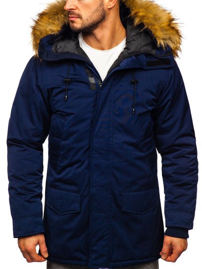 Bolf Herren Winterjacke Parka Alaska Dunkelblau  HZ8109