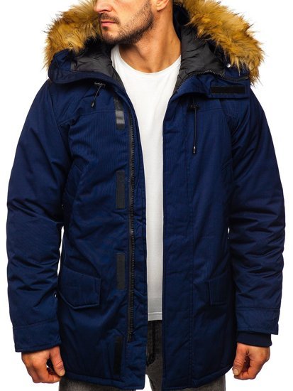 Bolf Herren Winterjacke Parka Alaska Dunkelblau  HZ8109