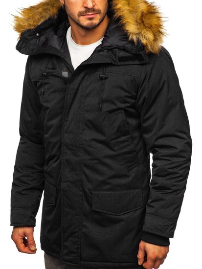 Bolf Herren Winterjacke Parka Alaska Schwarz  HZ8109