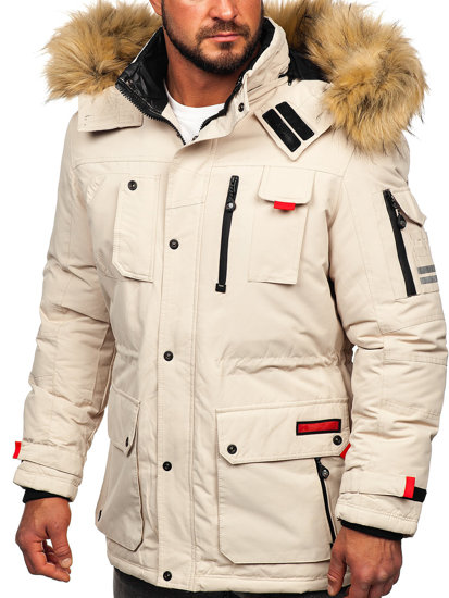 Bolf Herren Winterjacke Parka Beige  5M791